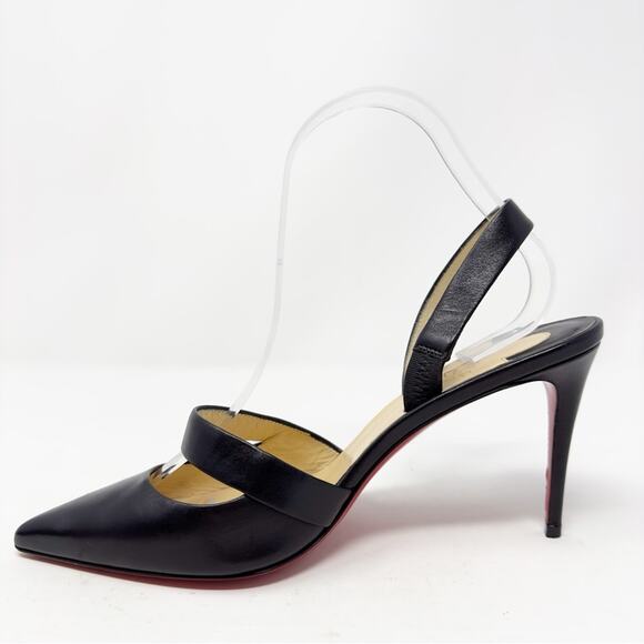Christian Louboutin Actina Black Leather Slingback Pumps - Picture 8 of 14